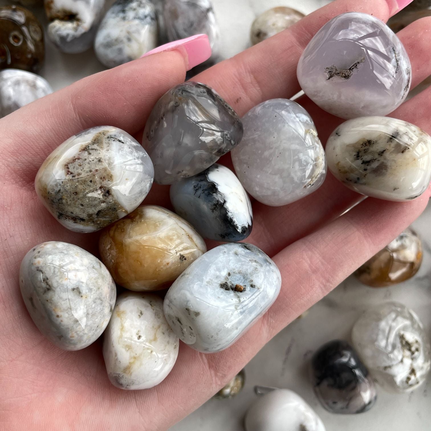Dendritic Opal Tumbled - 1KG (50-60pc) Dendritic Opal Tumbled - 1KG (50-60pc)